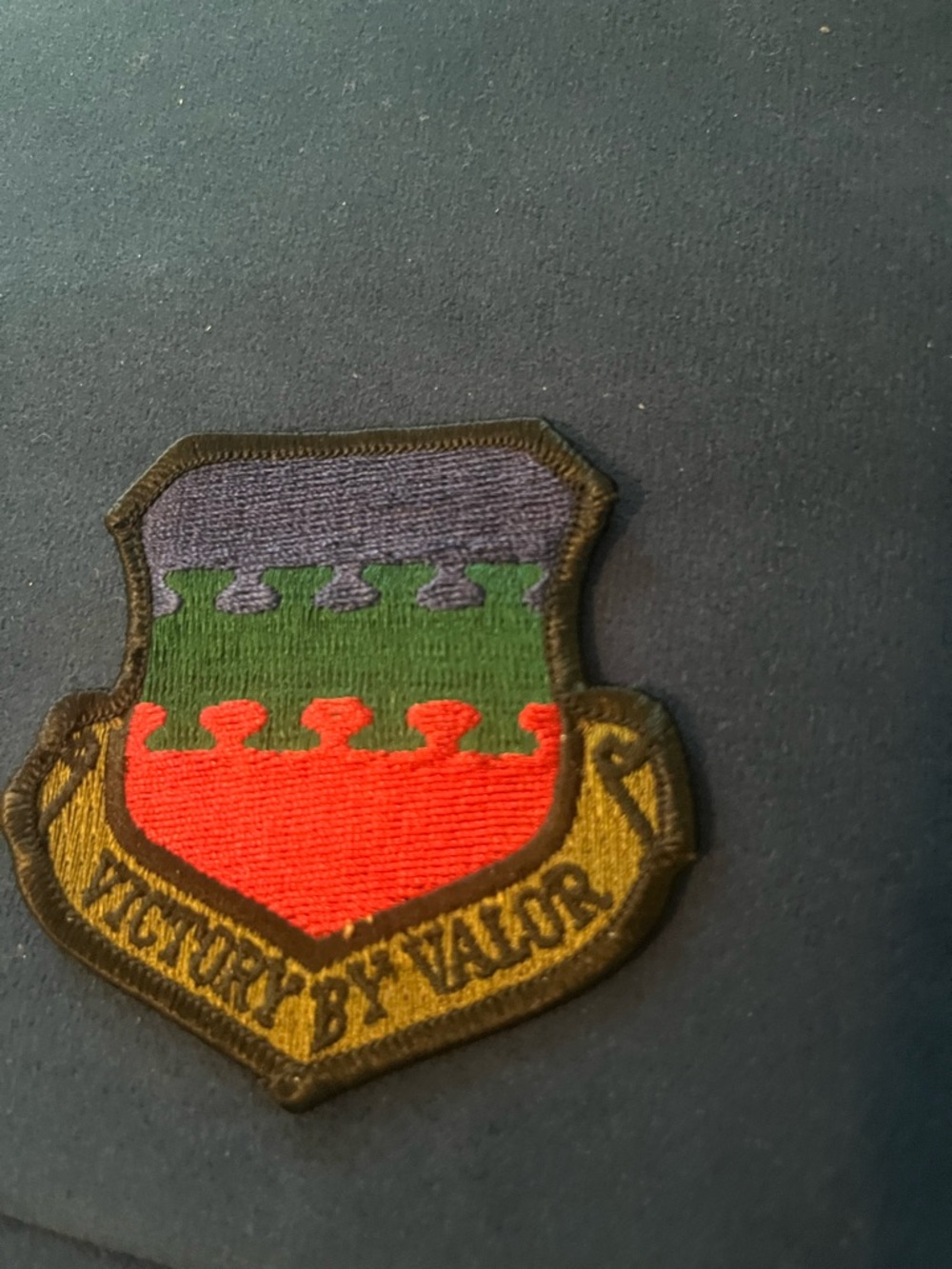 Embroidered Shield Patch - Multicolor "Victory By Valor"